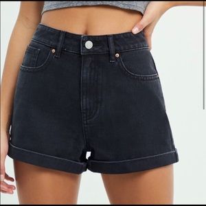 Black High Waisted Mom Shorts